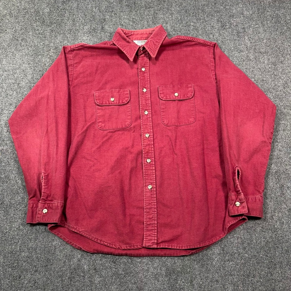Five Brother Chamois Flannel Work Shirt Mens‎ XL Made in USA Heavy Cotton Red